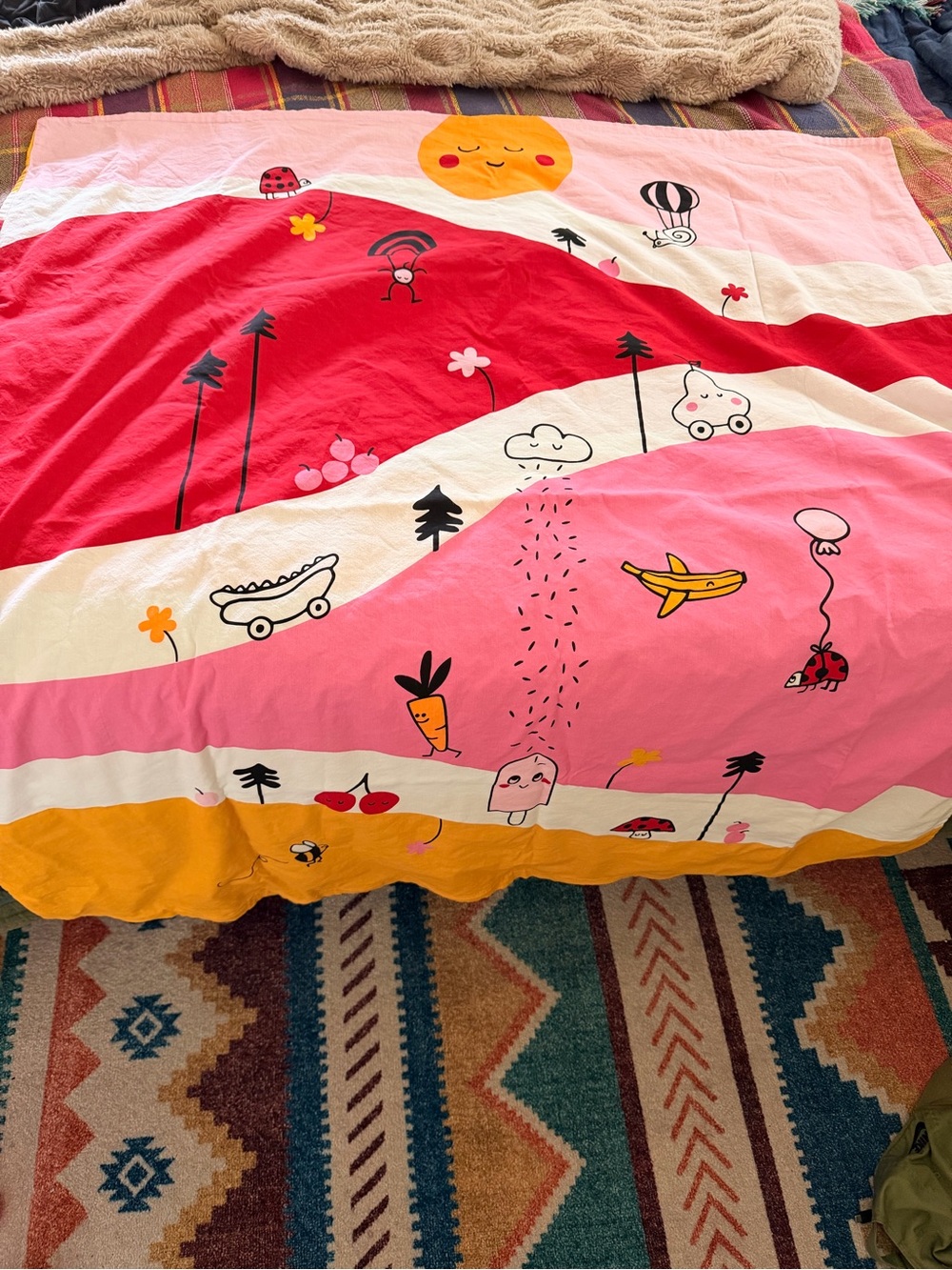 IKEA crib duvet ' playful pink and red duvet cover -